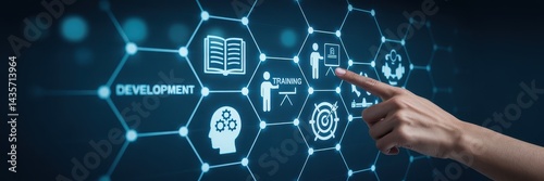 Interactive digital interface showcasing training and development.