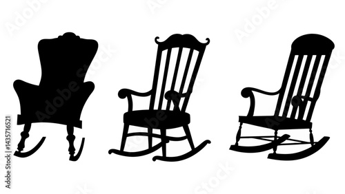 set of chairs silhouette vector on tranparent background