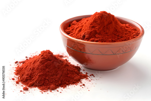 Red Powder bowl on pure white background.