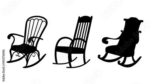 set of chairs silhouette vector on tranparent background