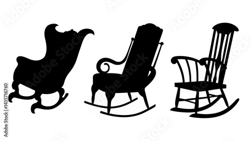 set of chairs silhouette vector on tranparent background