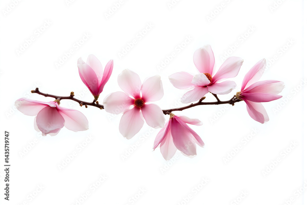 Obraz premium branch of pink and white flowers on a white background