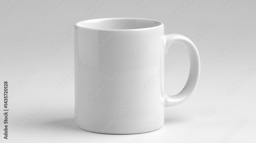 Plain white coffee mug on a neutral background, perfect for branding or design Plain white coffee mug on a neutral background, perfect for branding or design