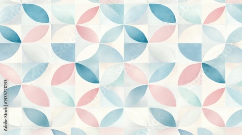Wallpaper Mural A repeating geometric pattern of overlapping circles in various pastel shades of pink, blue, and white. Torontodigital.ca