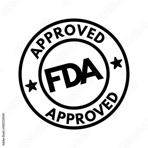 fda approved round vector stamp, food and drug administration badge