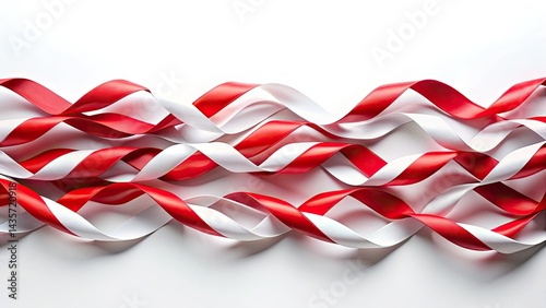 Vintage Red White Paper Waves, Abstract Art, Fused Ribbons, Striped Banner, Retro Photography