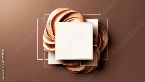 graphic mocha mousse background with blank empty space, modern abstract background with geometry shape
