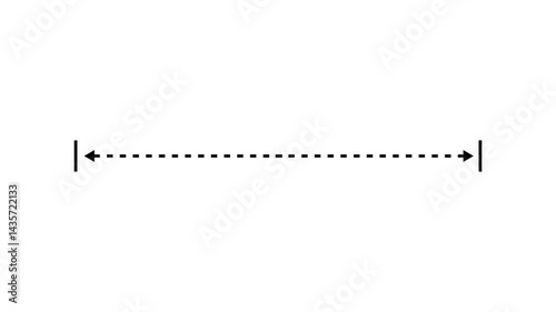 Measuring distance length dotted line animation, isolated on transparent background Abstract measuring length dotted line icon animation.