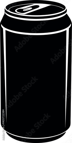 Soda Can Silhouette Vector – Simple Black Beverage Container