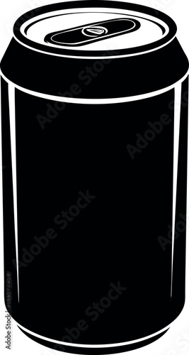 Soda Can Silhouette Vector – Simple Black Beverage Container