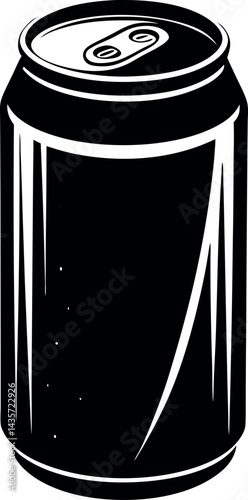 Soda Can Silhouette Vector – Simple Black Beverage Container