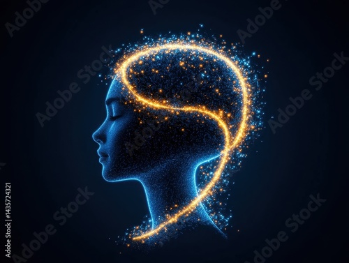 Abstract digital profile of a head