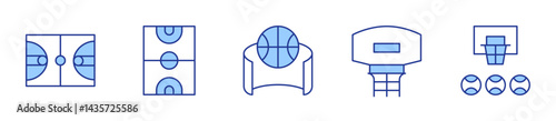 basketball, basketball court, basketball hoop. Basketball Icon vector illustration. Line Duotone style. Editable stroke