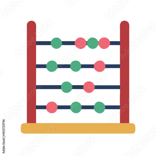 Colorful Abacus Illustration with Round Beads on Black Background