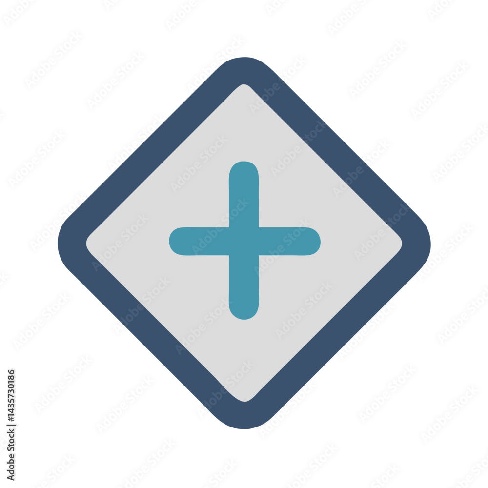 Obraz premium Plus sign inside rounded square shape on black background