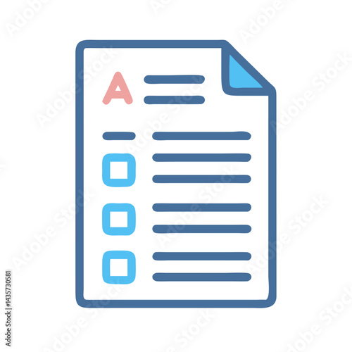 Checklist paper icon showing grades and options symbol
