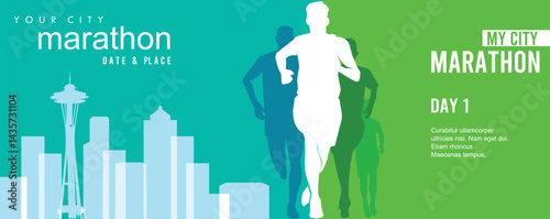 Great elegant colorful vector editable city marathon poster background design for your marathon championship event	