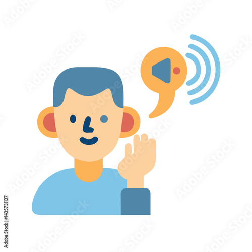 Flat icon of a man with hearing impairment