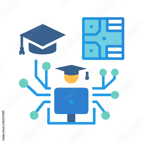 Digital education and technology learning concept illustration