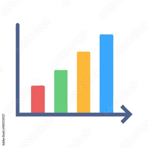 Colorful bar graph showing an upward trend on black