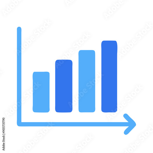 Ascending blue bar graph illustration with increasing values