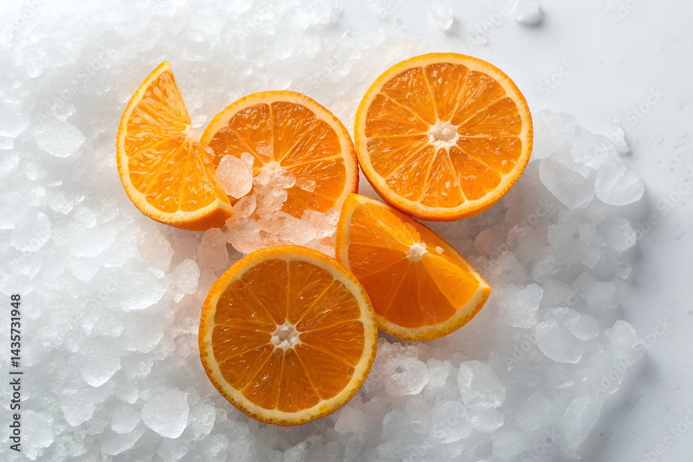 Fototapeta premium Fresh Orange Slices on Ice
