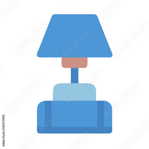 Modern blue bedside lamp on black background illustration