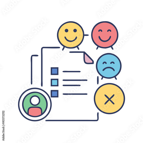 Customer satisfaction survey in a colorful illustration on black