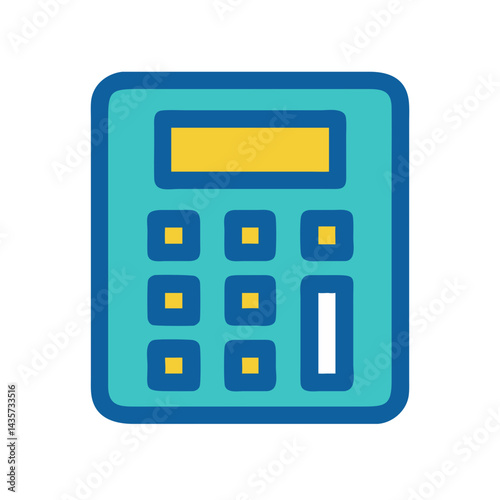 Vibrant calculator icon on black background, mathematics concept