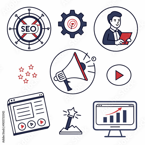 Digital Marketing And Seo Strategy Illustration For Business Growth And Development