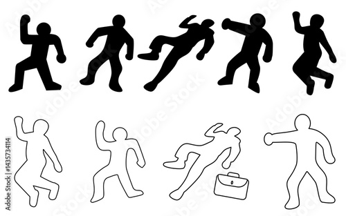 human forensics clipart hand drawn silhouettes and line art