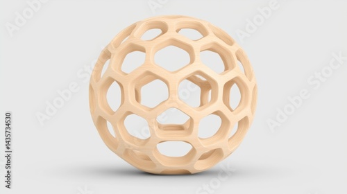A light brown, honeycomb-like sphere with a hollow center.