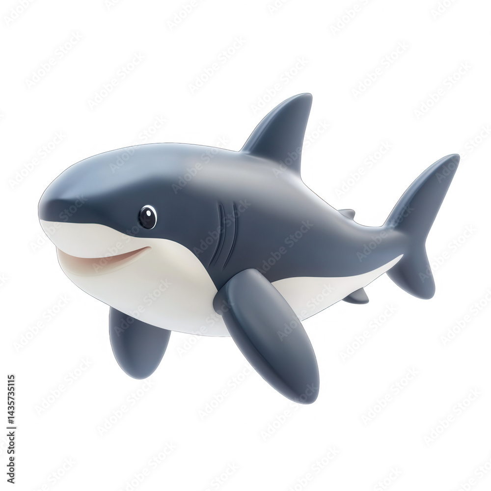 Obraz premium Adorable Cartoon Shark Character Isolated with a transparent background