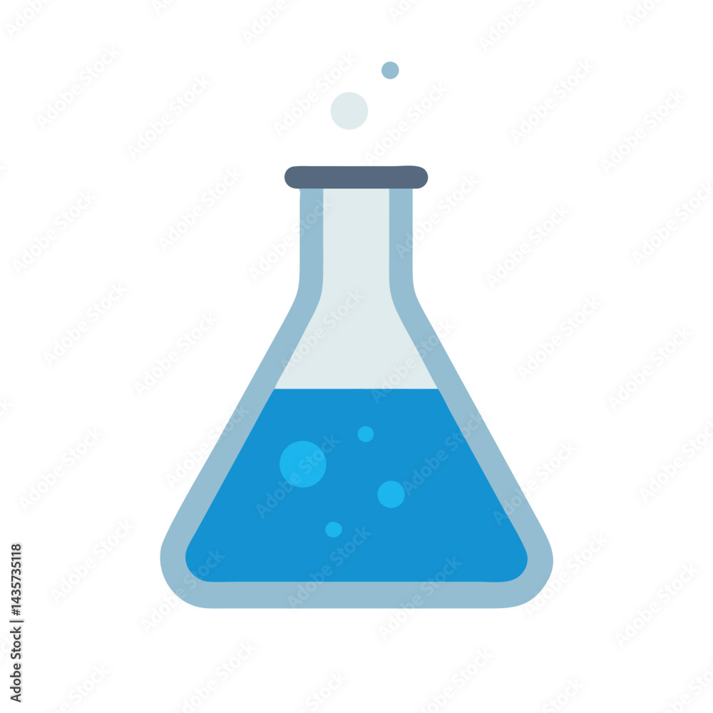 Blue liquid in a glass flask with bubbles icon Blue liquid in a glass flask with bubbles icon
