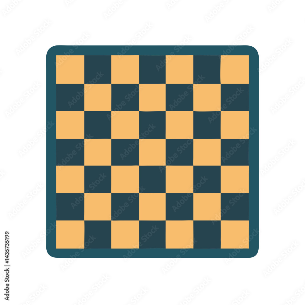 Minimalist Chessboard Illustration with Soft Colors on Black Background