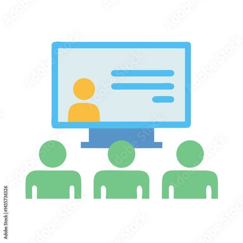Online meeting vector illustration with participants and presenter screen