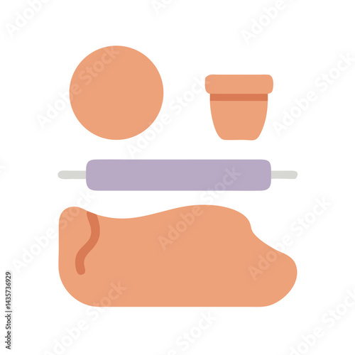 Minimalist illustration of clay shaping process for ceramics creation