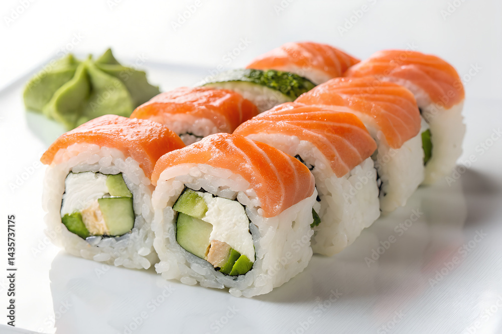 Fresh Salmon Sushi Roll with Avocado Fresh Salmon Sushi Roll with Avocado