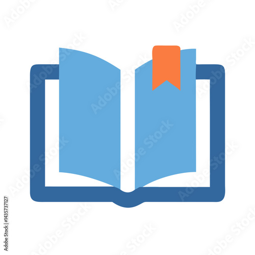 Digital open book icon for education and online learning