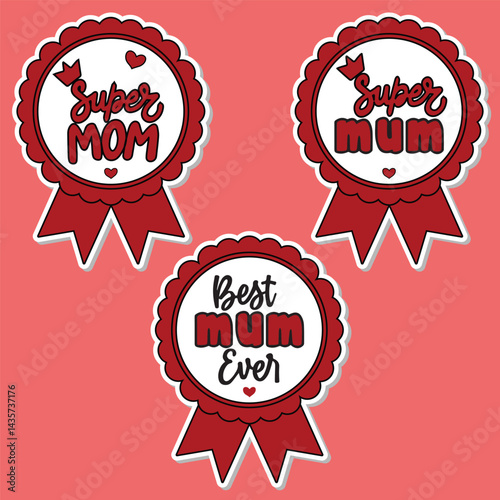 Super mom vector illustration. Super Mom badge vector illustartion. Mother Day Poster, Banner. Vector flat cartoon illustration