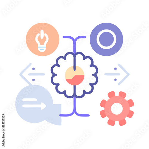 Abstract conceptual flat design image symbolizing process and brainstorming