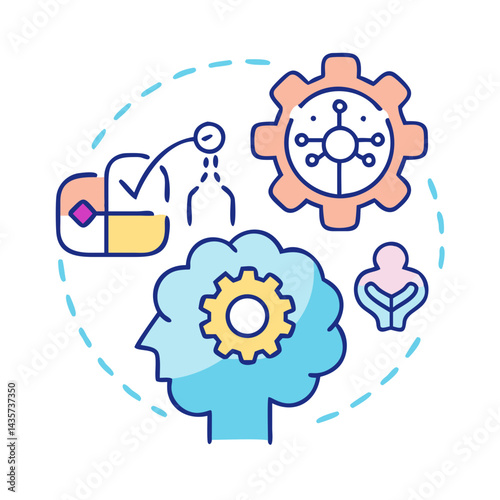 Human Intelligence and Machine Learning Icon Graphic Concept