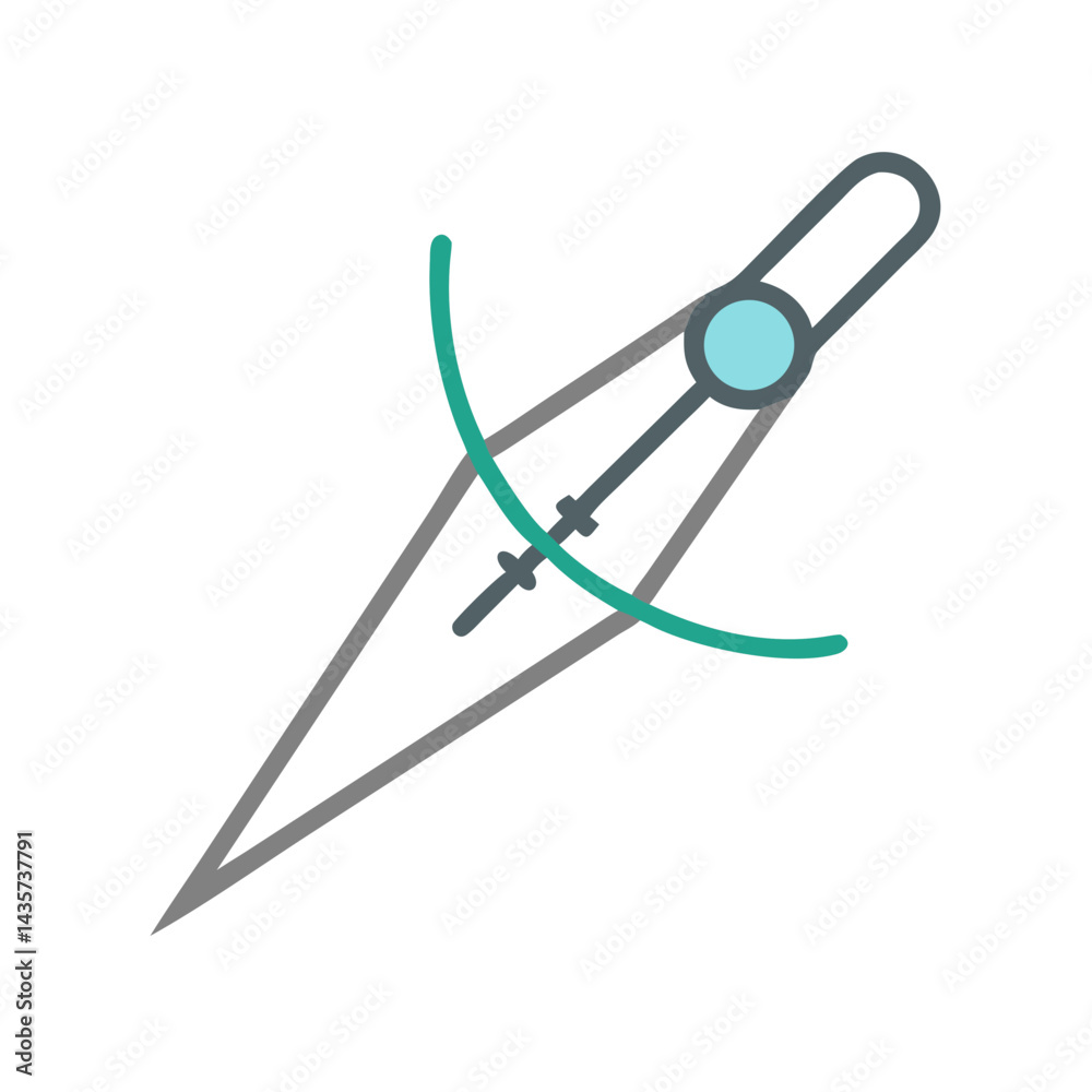 Geometric drafting compass illustration on dark background for business Geometric drafting compass illustration on dark background for business