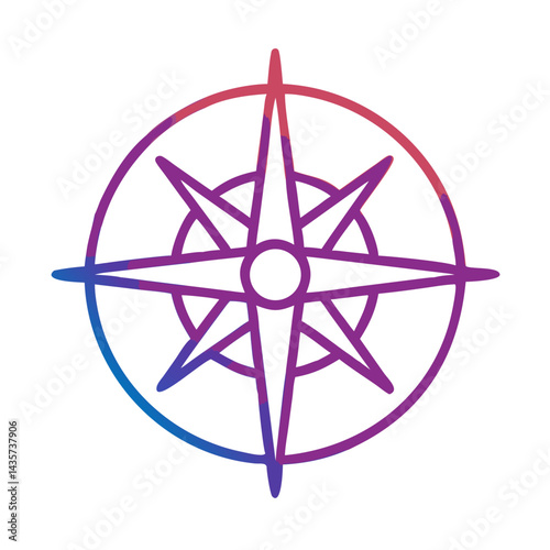 Gradient compass rose navigational symbol on black background art