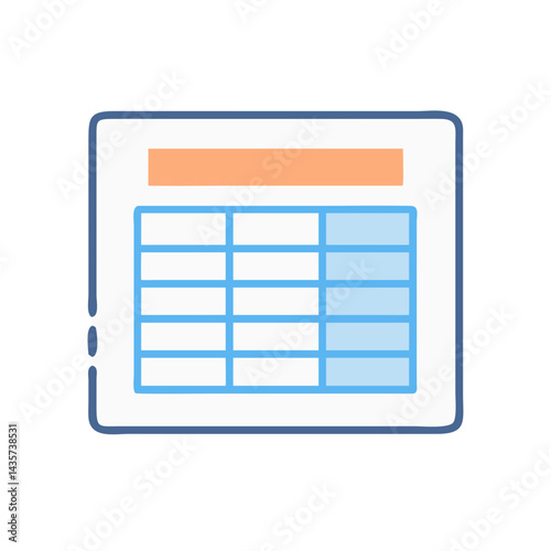 Simple light blue data table icon with rounded strokes