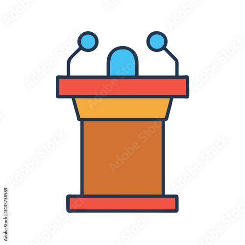 Modern podium illustration with minimalist design and vibrant colors