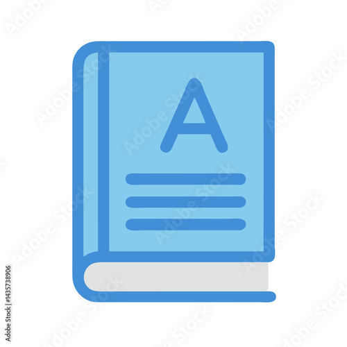 A blue book with A character on the cover