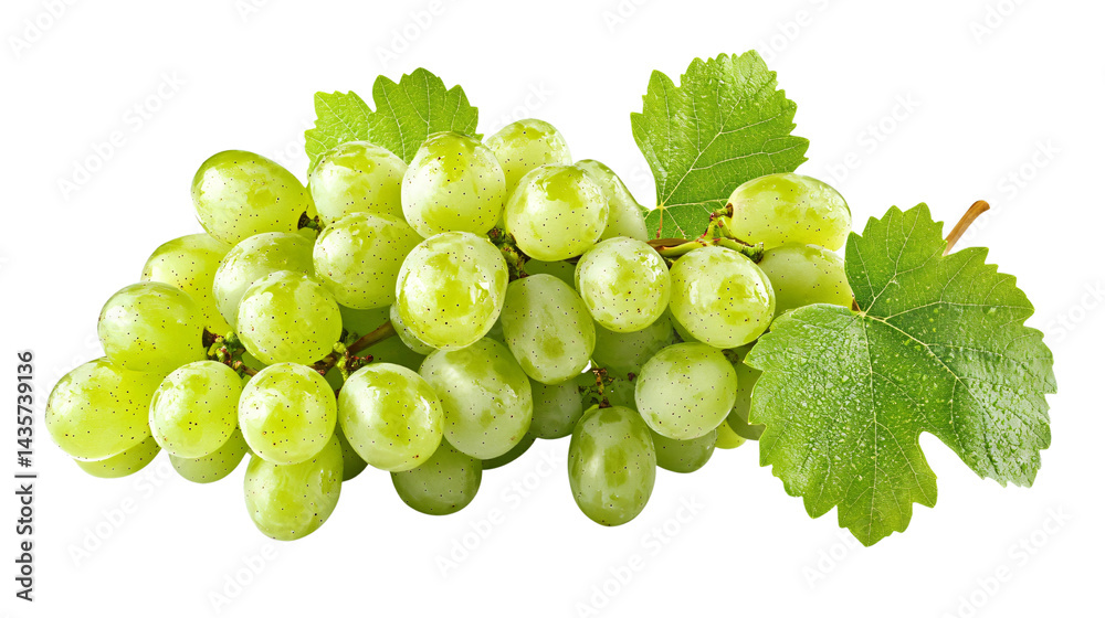 Obraz premium Fresh Green Wine Grapes on Transparent Background for Professional Use
