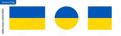 Ukraine flag PNG vector. Ukraine Square and round icon isolated on transparent PNG background. Ukraine flag icon photo