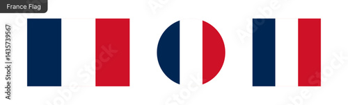 France flag PNG vector. France Square and round icon isolated on transparent PNG background. France flag icon